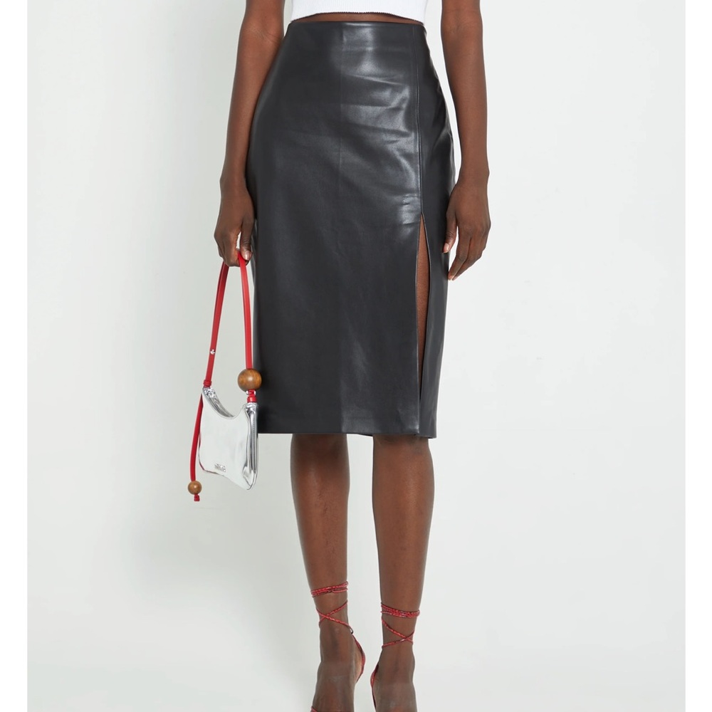 Vegan Leather Midi Skirt Hight Quality Size 2 NWT
